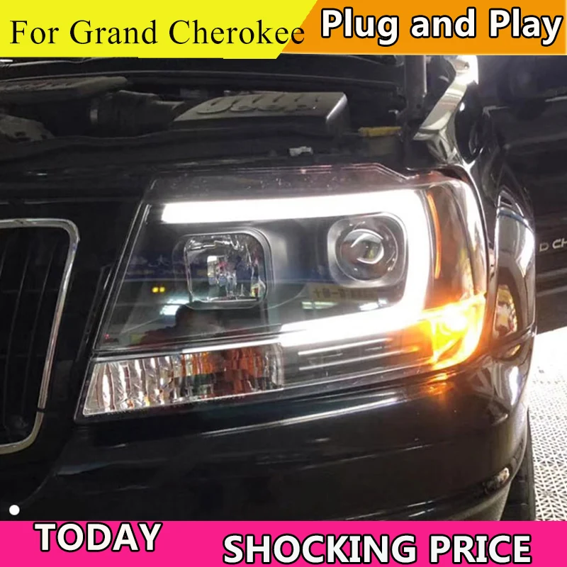 Car Styling for Jeep Grand Cherokee 1999-2004 LED headlight Xenon HID front light for Grand Cherokee LED DRL headlight