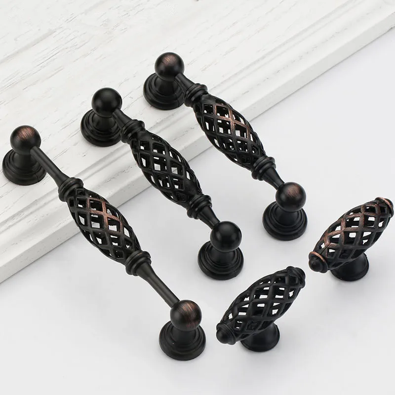 

Black Zinc Alloy Cabinet Knobs and Handles Bird Cage Furniture Handles Drawer Knobs Kitchen Handles Cupboard Pull Closet Handle