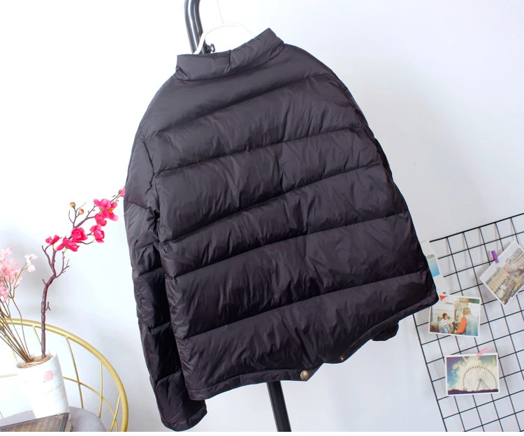 Schinteon Women White Duck Down Jacket Baseball Coat Casual Autumn Winter Short Outwear for Female Fashion
