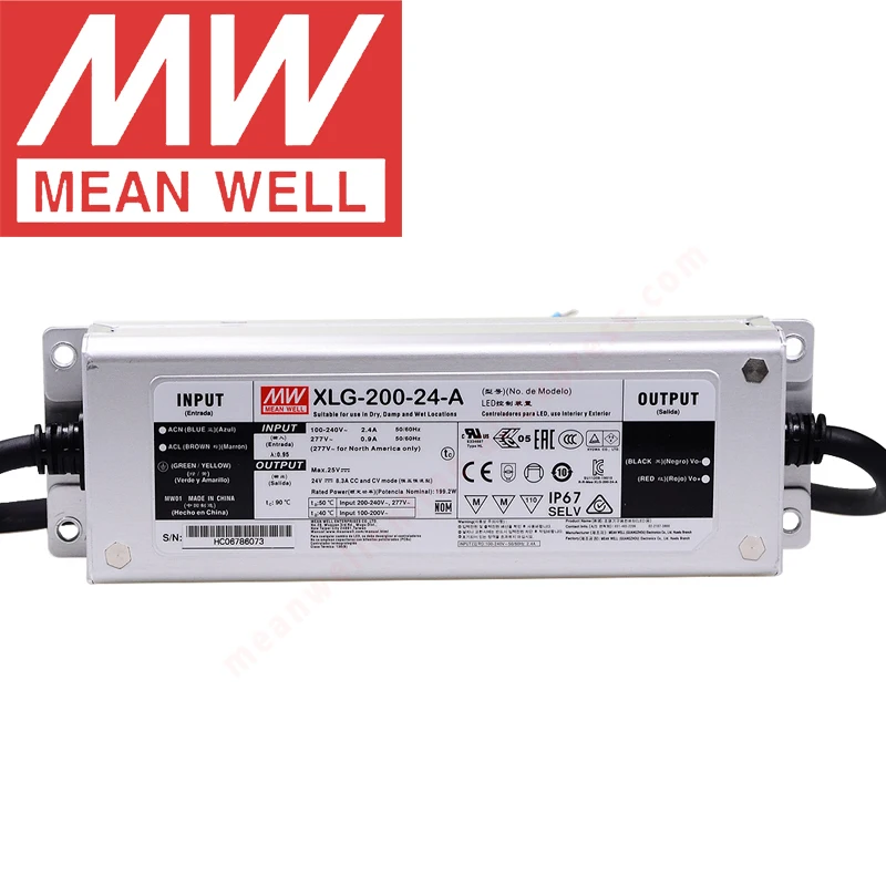 Mean Well XLG-200-12/24-A/AB IP67 Metal Case Street/Skyscraper lighting meanwell XLG-200-H/L-A/AB 200W Constant Power LED Driver