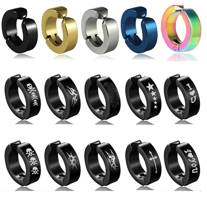 1 Pc Ear Clip Non Piercing Earrings Fake Earrings for Men Circle Round Earring Fashion Punk Rock Style Jewelry Gift