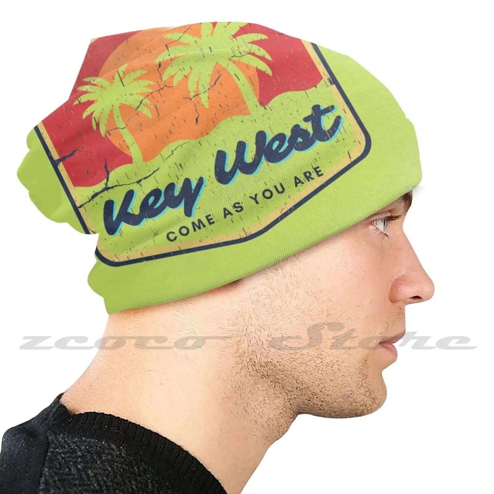 Key West Come As You Are Diy Pullover Cap Knit Hat Plus Size Keep Warm Elastic Soft Fantasy Fest Dry Tortugas Key Key West