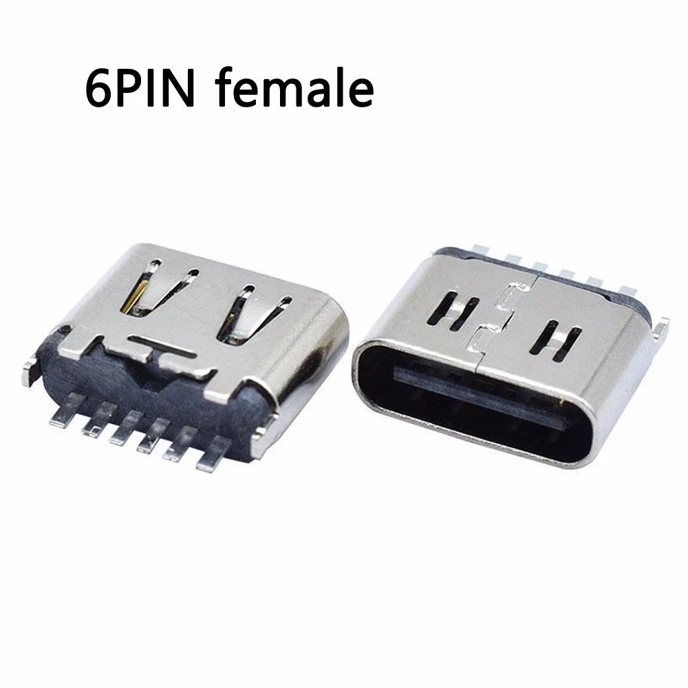 10pc 20pc TYPE-C 6 Pin hembra Vertical macho-conector de placa Micro USB 3,1 Jack sockect puerto para Samsung Huawei Meizu xiaomi