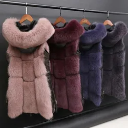 2020 autumn and winter new Korean version of imitation fox fur stitching hooded fur vest jacket women