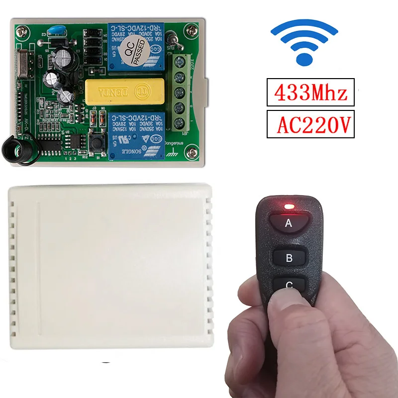 

433MHz Universal Wireless Remote Control AC220V 2CH rf Relay Receiver and Transmitters for tubular motor garage door for Garage