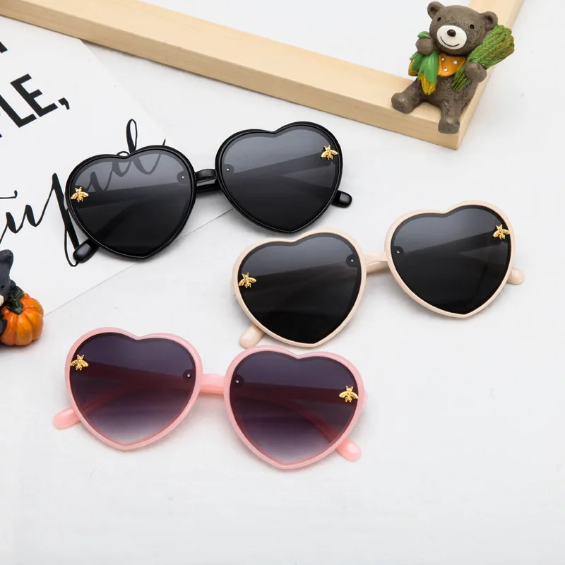 Heart Kids Sunglasses Children Retro Cute Cartoon Bee Pink Sun Glasses Car Girls Boys Baby Eyeglasses Fashion New Trends 2022