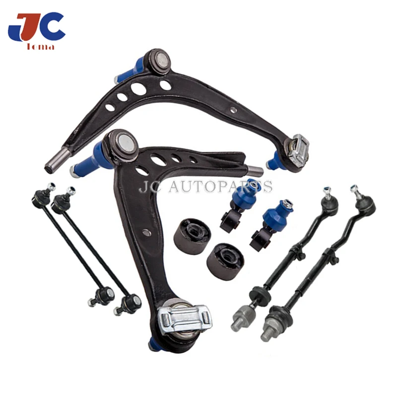 10 PCS/SET Auto Suspension Control Arm Kits For BM-W E30 Front Lower Control Arms Ball Joint Tie Rod 31121127725 31121127726