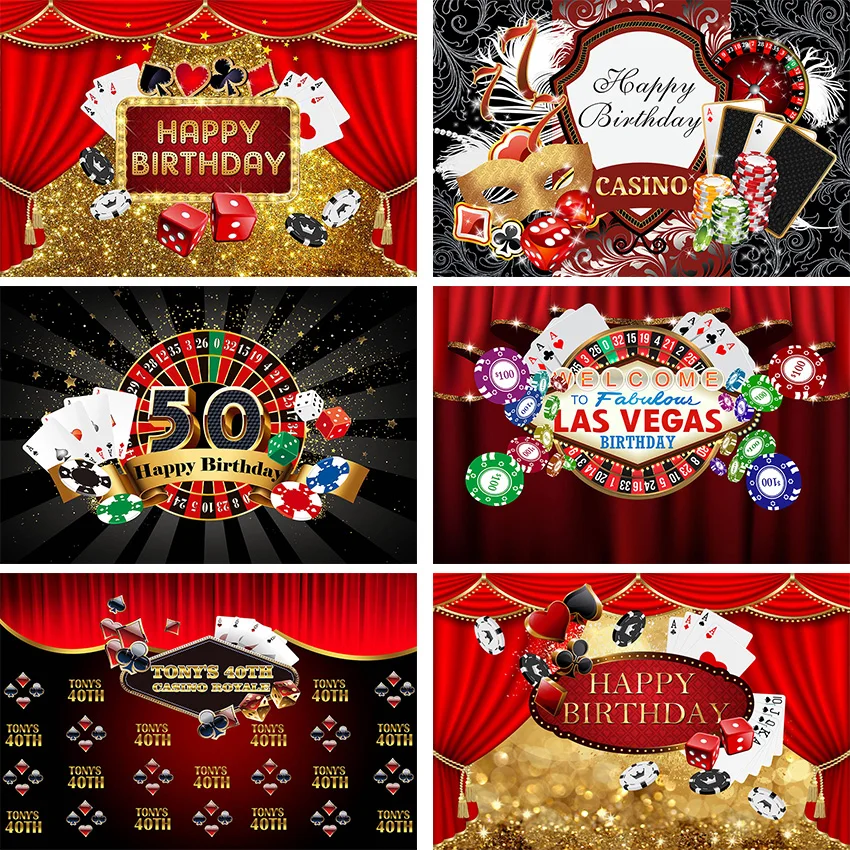 Mehofond Casino Backdrop Las Vegas Poker Red Curtain Gold Glitter Birthday Party Photography Background Photo Booth Studio Decor