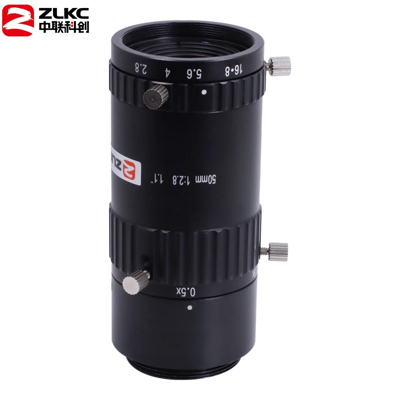 ZLKC 1.1'' Macio lens 50mm C-Mount Lenses 12MP no Distortion Manual Iris F2.8-16 Area Scan Camera lens PCB Inspection lenses