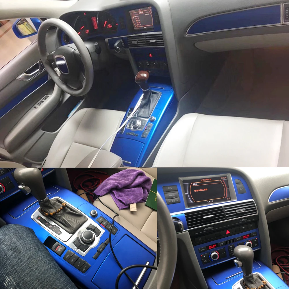 Car-Styling 3D/5D Carbon Fiber Car Interior Center Console Color Change Molding Sticker Decals For Audi A6 C6 2005-2011