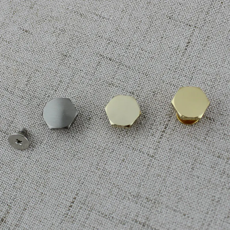 10pcs 50pcs  hexagonal punk rivets stud hardware with screw for bags shoes wallets belts bracelets decorative rivet