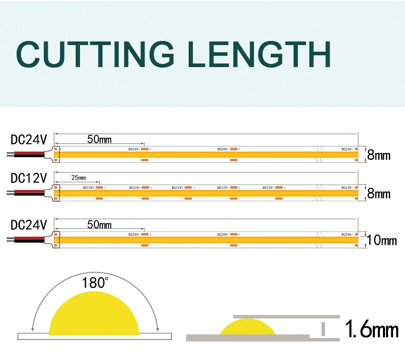 DC12V COB-LED-Streifenleuchte 480 LEDs CE RoHS flexibles Licht COB-LED-Streifenleuchte für Küchenschränke – Detail 4