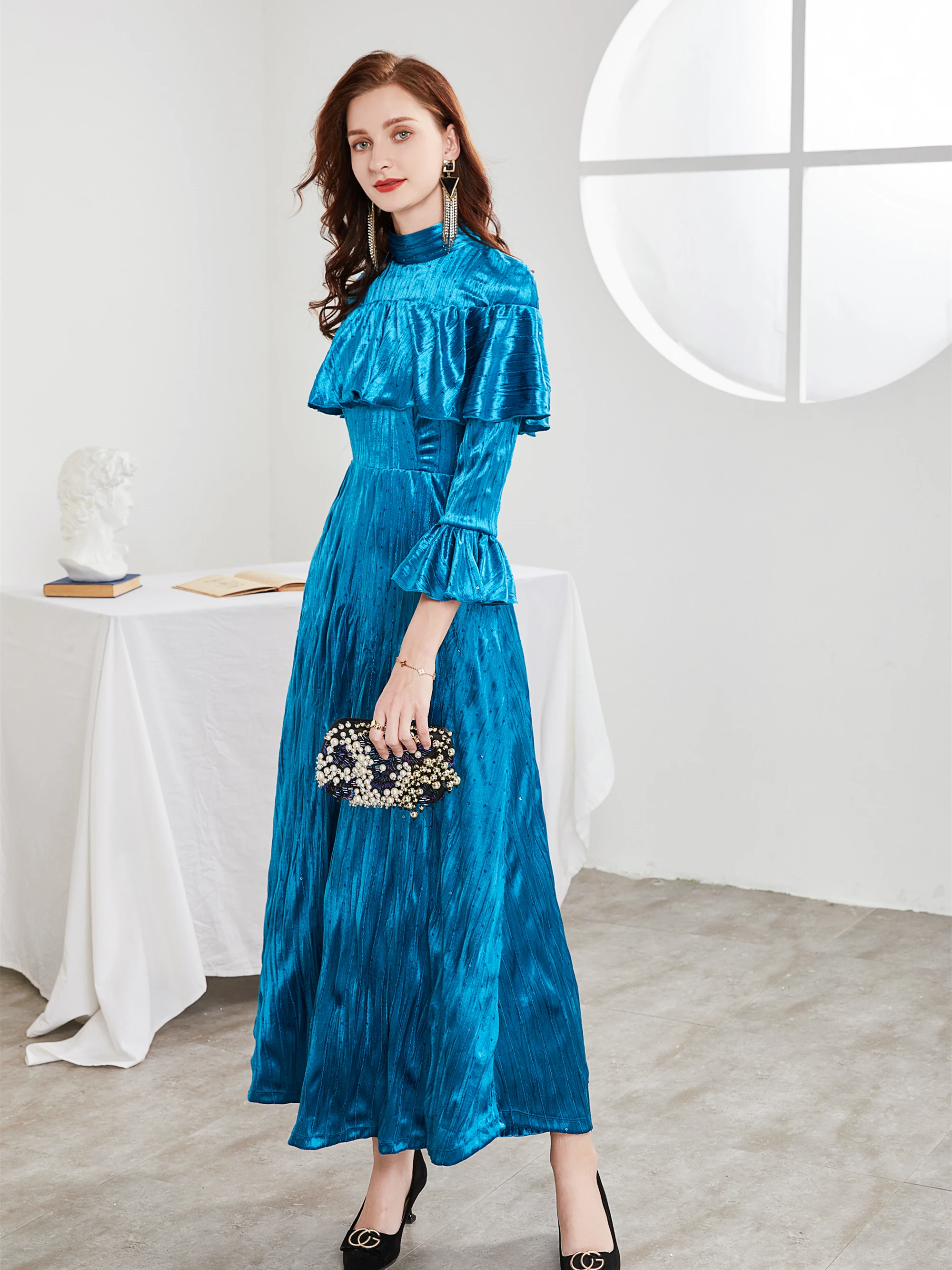 LuxuryVintage bluegaduation sukienka sexyruffle homecoming sukienka elegancka na imprezę bal robe de Soiree