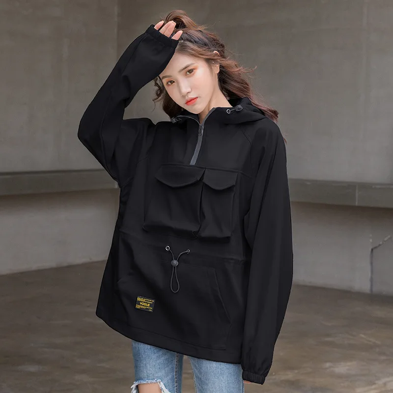 

Couple Tooling Hooded Jacket Korean Hedging Harajuku Top Couple Outfit Handsome Overalls Jackets Uniform Sports Windbreaker 2020