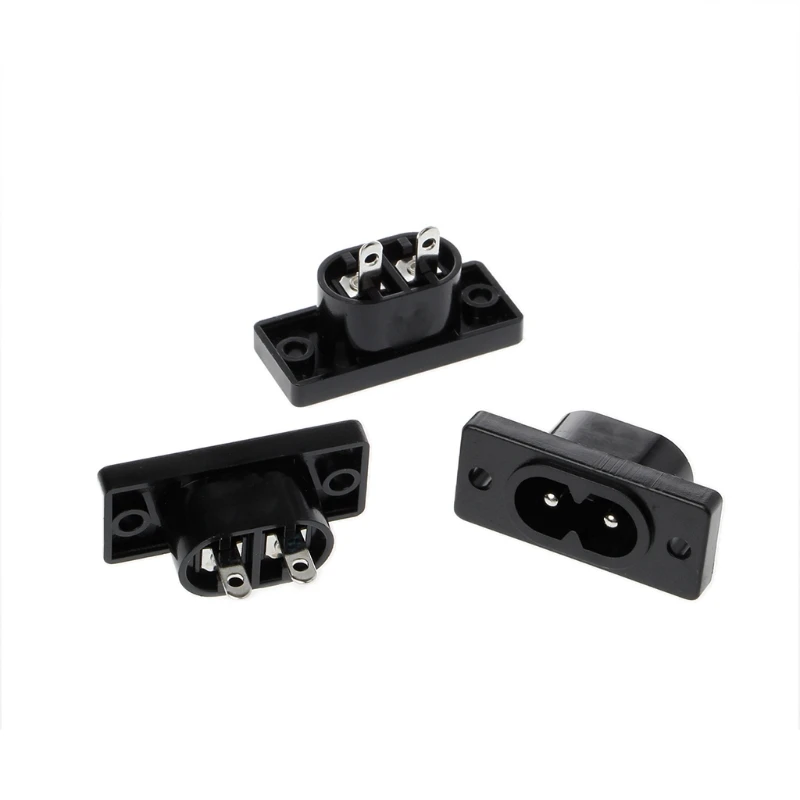 5 Pcs/1 Set IEC320 C8 Power Plug Black 2 Terminal Plug Power AC Input Socket 250 V 2.5A Hot Electrical Equipment
