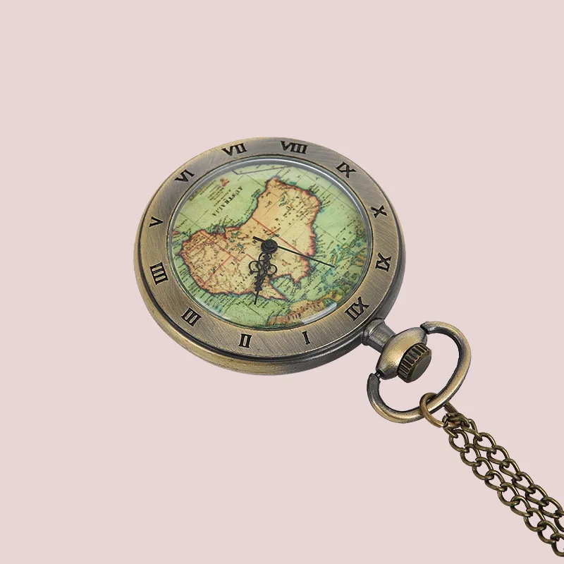 8098European and American fashion retro pocket watch with necklace  Vintage large 12 constellation map unique pocket watch