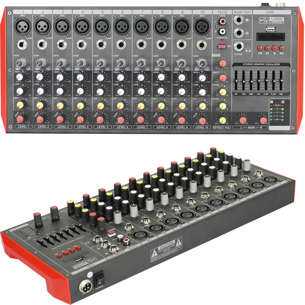 

Best MG12 12 Channel USB 48V Phantom Gain EQ TAPE Bluetooth Sound Mixing Audio Console Mixer For Studio Stage Live