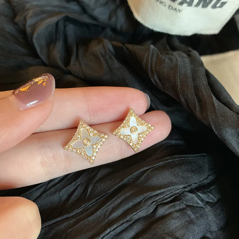 Women's Fashion Earrings Exquisite Square Pendant Earrings Female Personality Wild Jewelry fine korean earrings aretes de plata