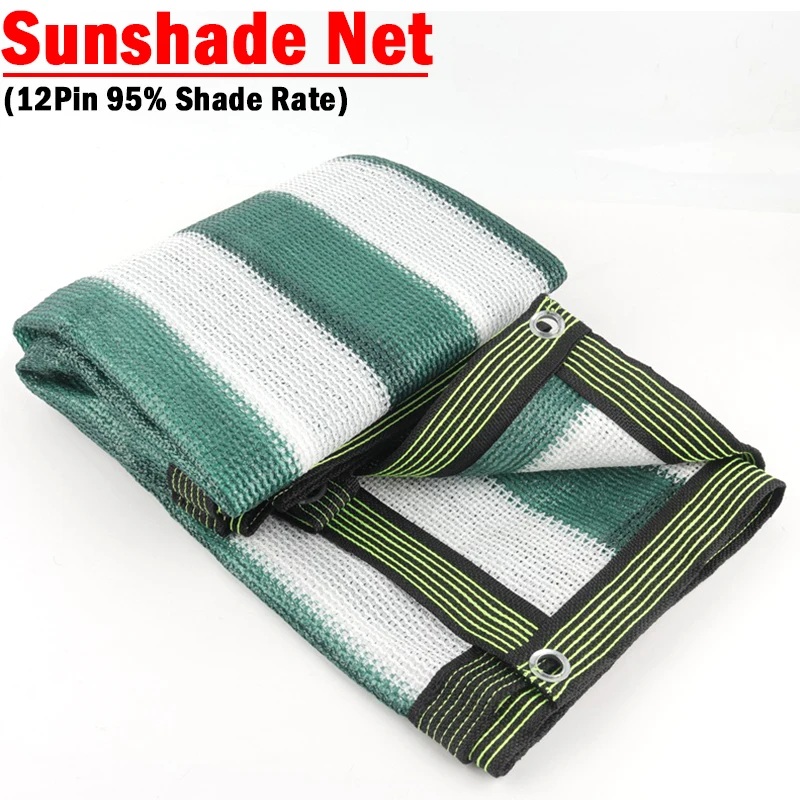 

12Pin Blackish Green-White Stripe Sunshade Net Thicken Balcony Safty Privacy Nets Swimming Pool Shelter Garden Plant Shade Nets