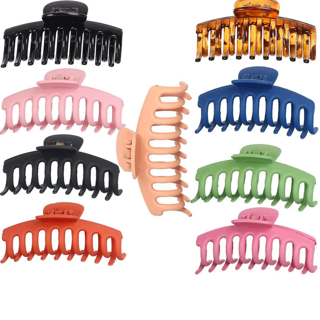 9CM  Solid Color Claw Clip Large Barrette Crab Hair Claws Bath Clip Ponytail Clip For Women Girls Hair Accessories