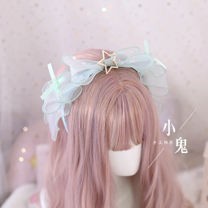 Diadema japonesa dulce Lolita Retro KC para mujer, adorno de encaje, tocado con lazo, horquilla de Cosplay, accesorios A335