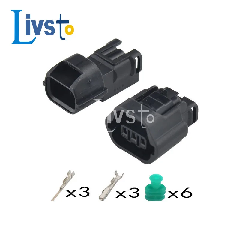 5 Sets 3 Pin Way 1.2mm Auto Speed Wire Connector EVO Mivec Camshaft Sensor Plug For Mitsubishi Nissan 7283-8730-30 MG641234-5