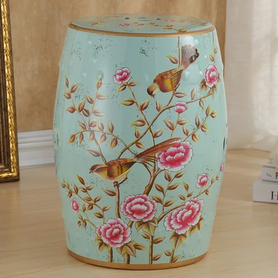 Banqueta de cerâmica decorativa antiga de peônia e polegadas para jardim