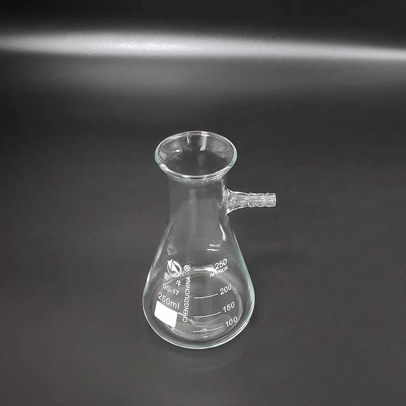 

SHUNIU Filtering flask wide spout with graduations, Capacity 250mL, Triangle flask with tubules, Filter Erlenmeyer bottle