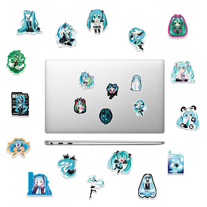 50Pcs Japanese Comic Cartoon Hatsune Miku Graffiti Stickers Luggage Laptop Motorcycle Car Decoration Stickers