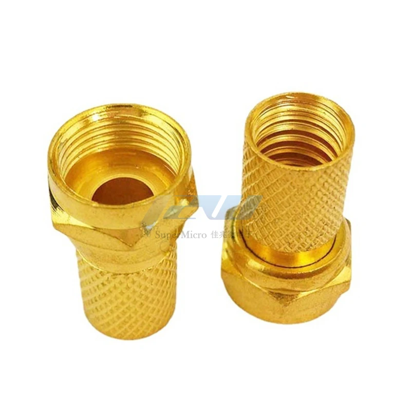 10pcs 75-5 F Connector Screw On Type For RG60 Satellite TV Antenna Coax Cable Twist-on Diameter mm Gilded Imperial