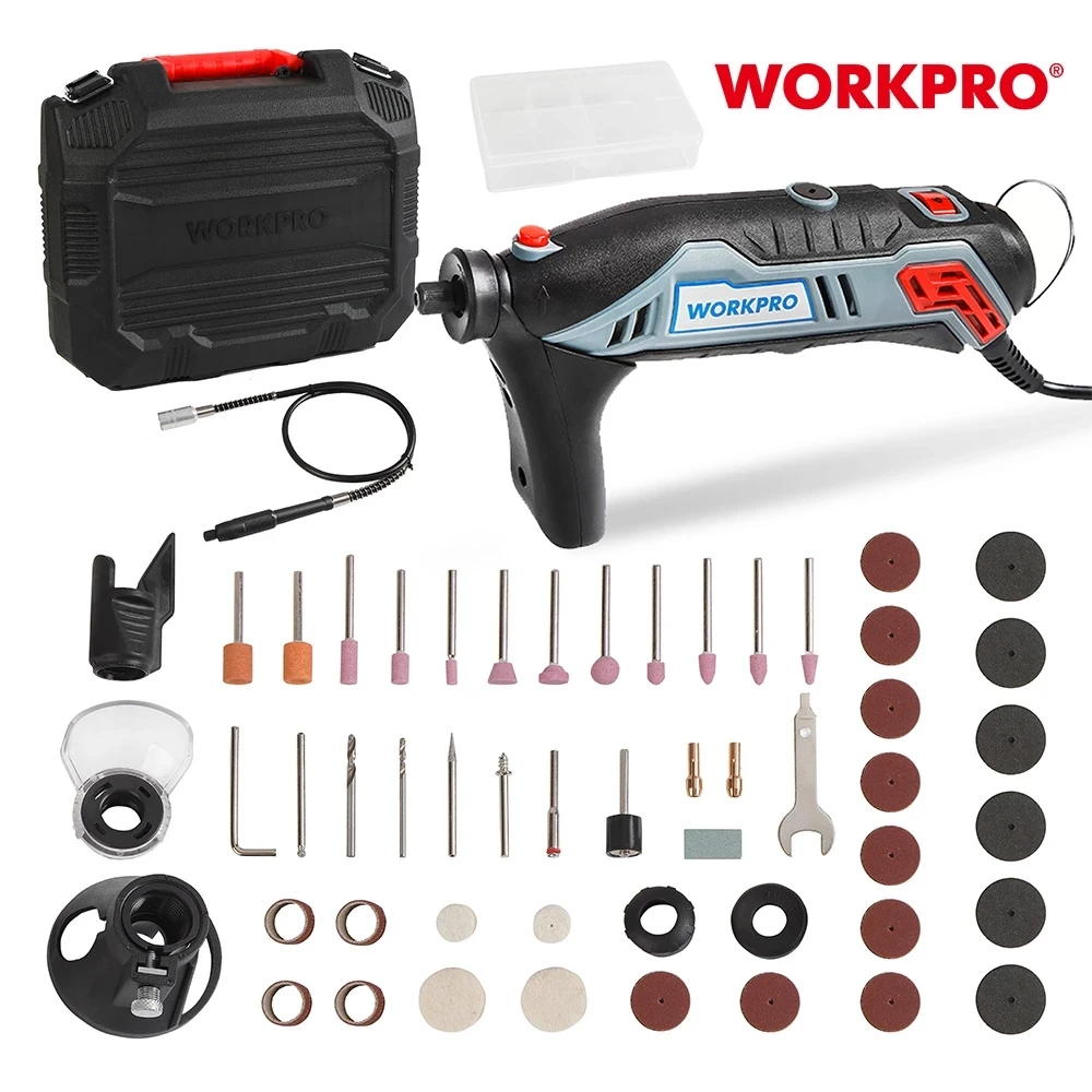 

WORKPRO 130W Variable Speed Rotary Tool Kit Engraver Electric Mini Drill Grinder with Flexible Shaft & 182-Piece accessories