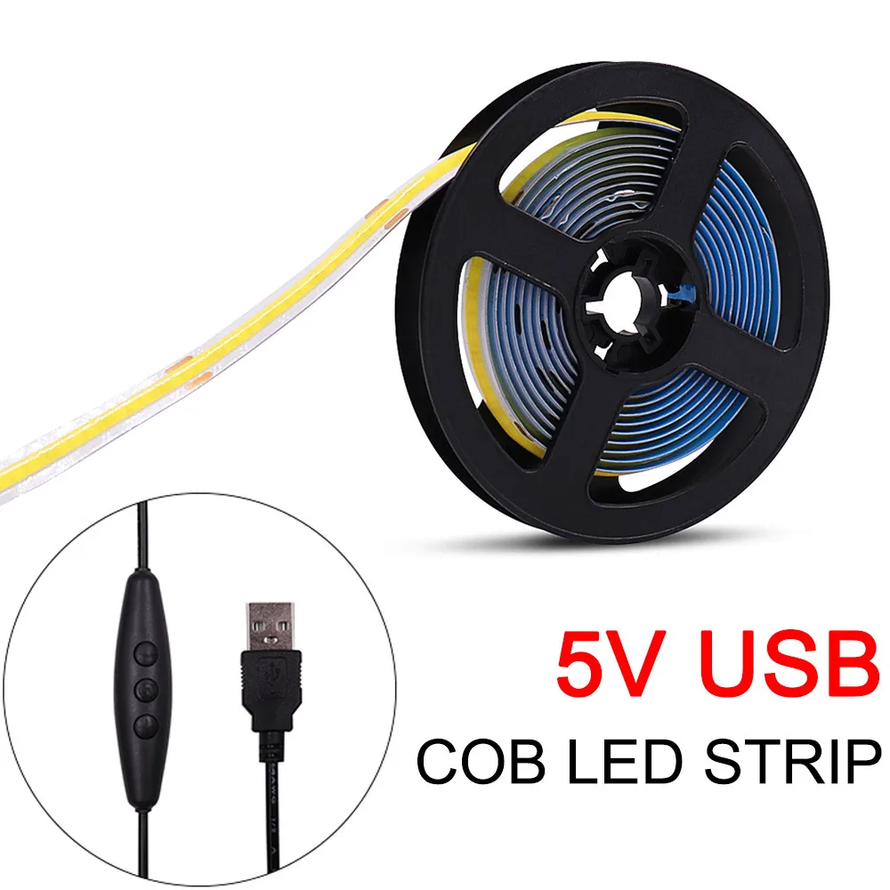 

Гибкая светодиодная лента RA90 5 в FOB COB с диммером, питание от USB, 1 м, 2 м, 3 м, мягкая Светодиодная лента 3000K, 4000K, 6000K, красный, синий, зеленый
