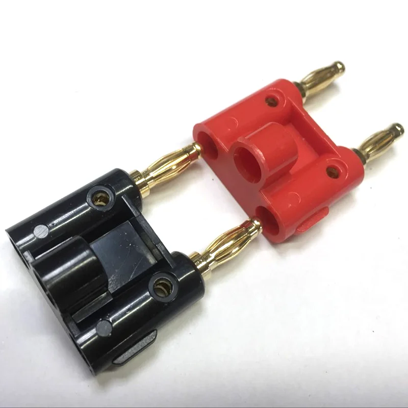 2Pcs Plated Gold Double Row 4mm Banana Plug Connector 4mm Speaker Plug Adapter Two-position Audio Lantern Plug Connector