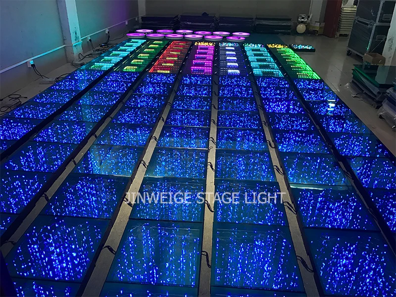 Programmable Twinkle Infinity Mirror 3D LED Dance Floor Toughened Glass Led Dance Panel For Wedding Disco Party Bar