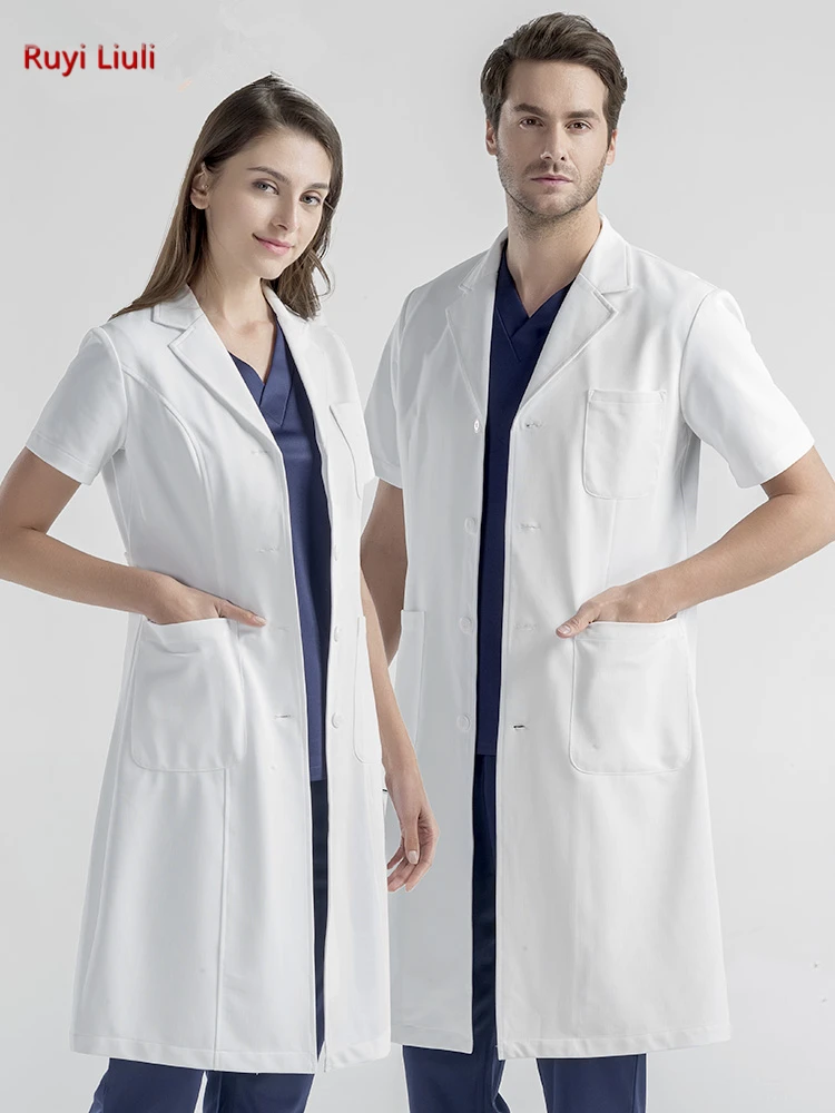 White gown doctor\'s clothing men\'s and women\'s cosmetic clothing oral plastic hospital uniform experimental clothing