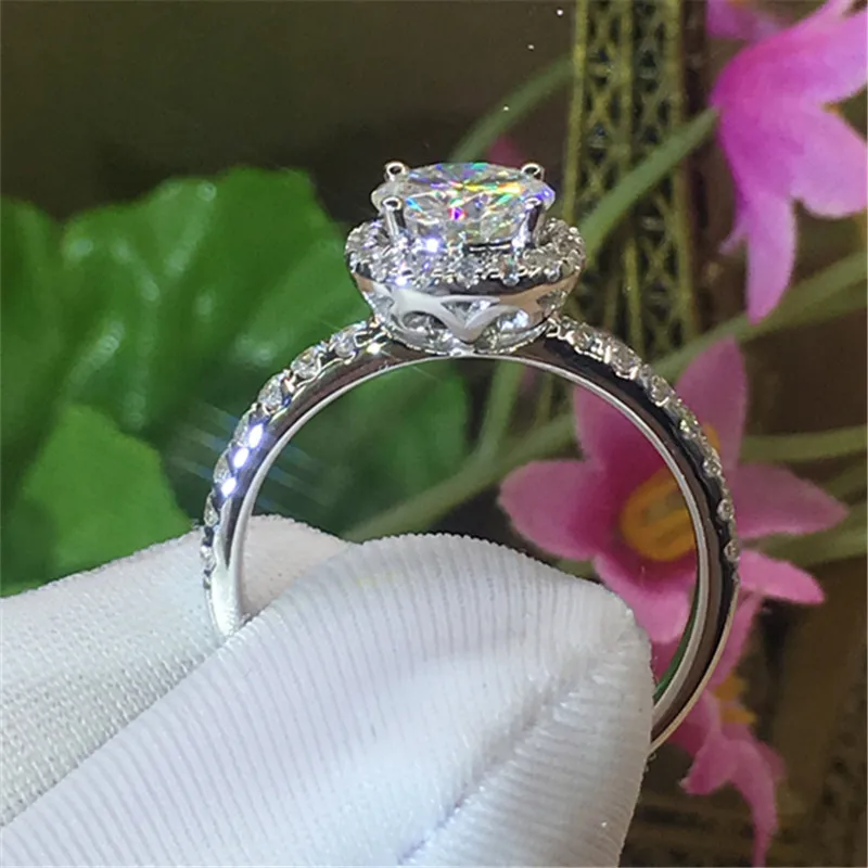 100%18K goldr ring 1ct D VVS moissanite ring Engagement&Wedding Jewellery with certificate 003