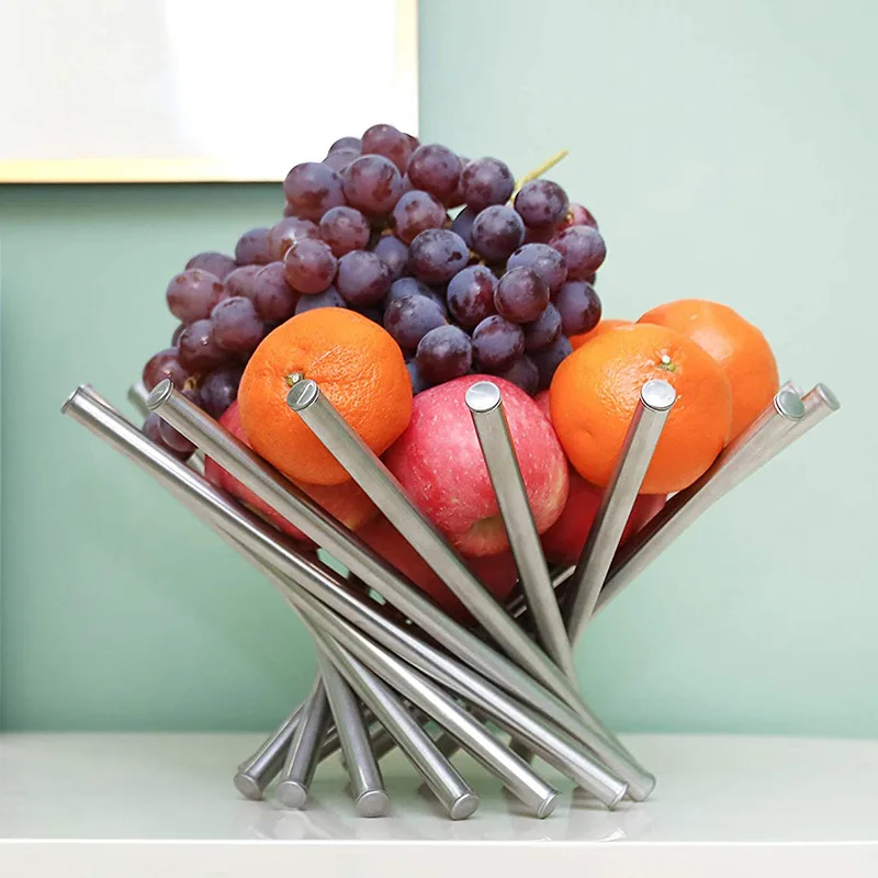 Stainless Steel Da Vinci Fruit Tray Creative Rotating Fruit Basket Living Room Hotel Foldable Drain Basket Kitchen Accessories