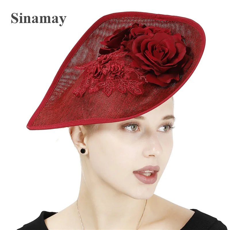 

Vintage Derby Party Big Millinery Cap Ladies Wine Fascinator Hats Hair Accessories Women Veils Bridal Headwear Fashion Fedora