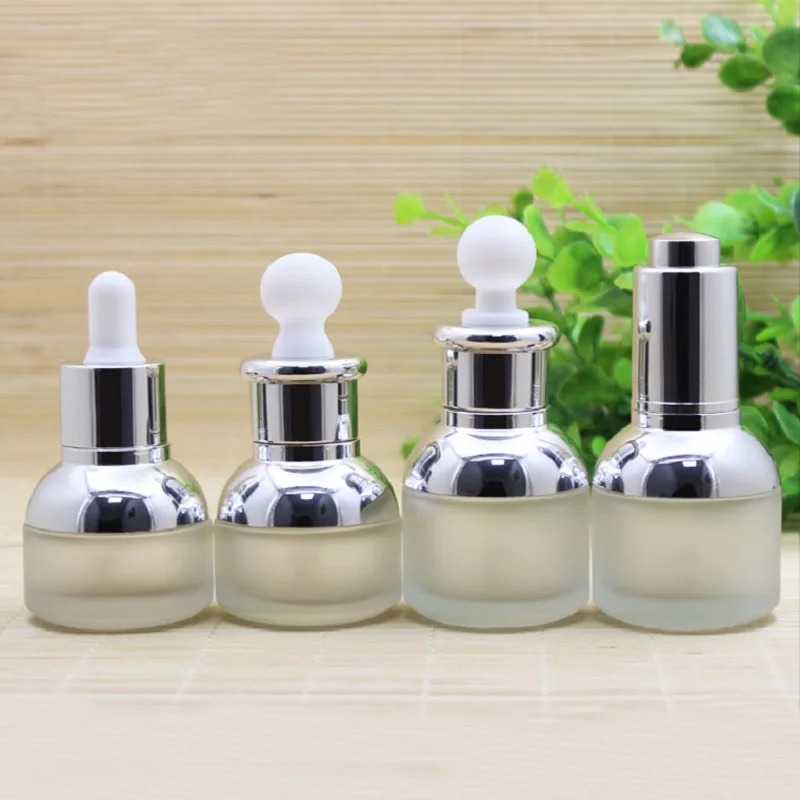 

30ml frosted glass bottle silver shoulder oil/essence/serum/liquid/hyaluronic acid spot removal gel skin care dropper packing