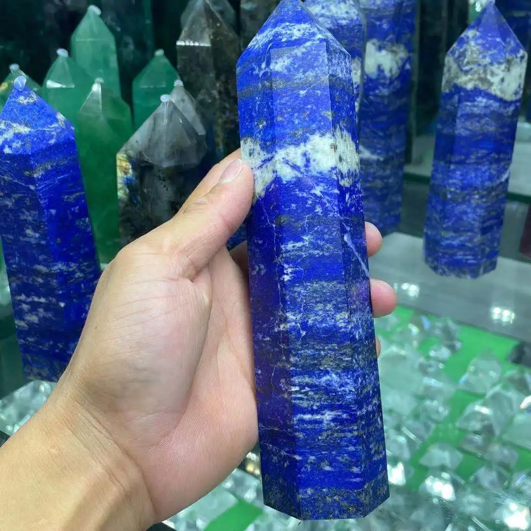 200-1200g Natural lapis lazuli crystal obelisk quartz crystal rod tip healing