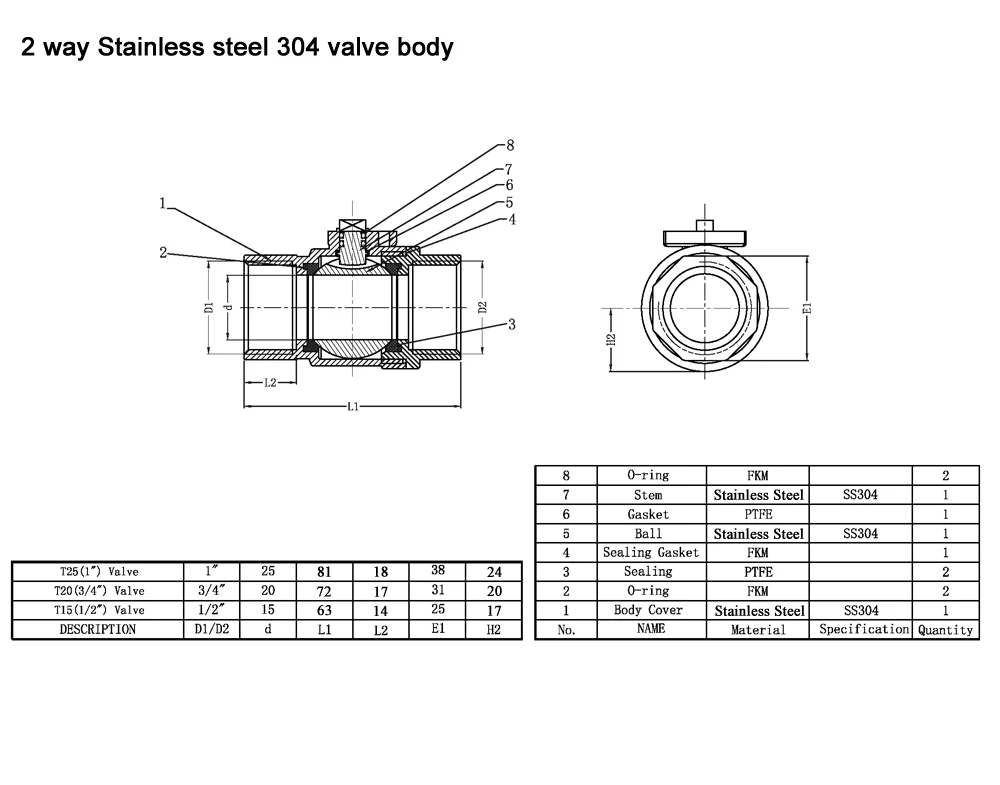 Magnetventil DN8 DN10 DN15 V type Ball Stainless Steel Valve Body used for Electric Valve with BSP NPT thread Wasser und Dampf — Detail 2
