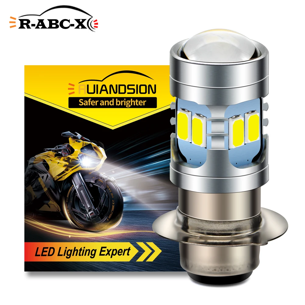 RUIANDSION 1Pcs P15D-25-1 H6M BA20D Motorbike Moped Bulb Scooter Headlight AC 6V-24V 12V 12LED 5730SMD Lemon Yellow 6000K 600Lm