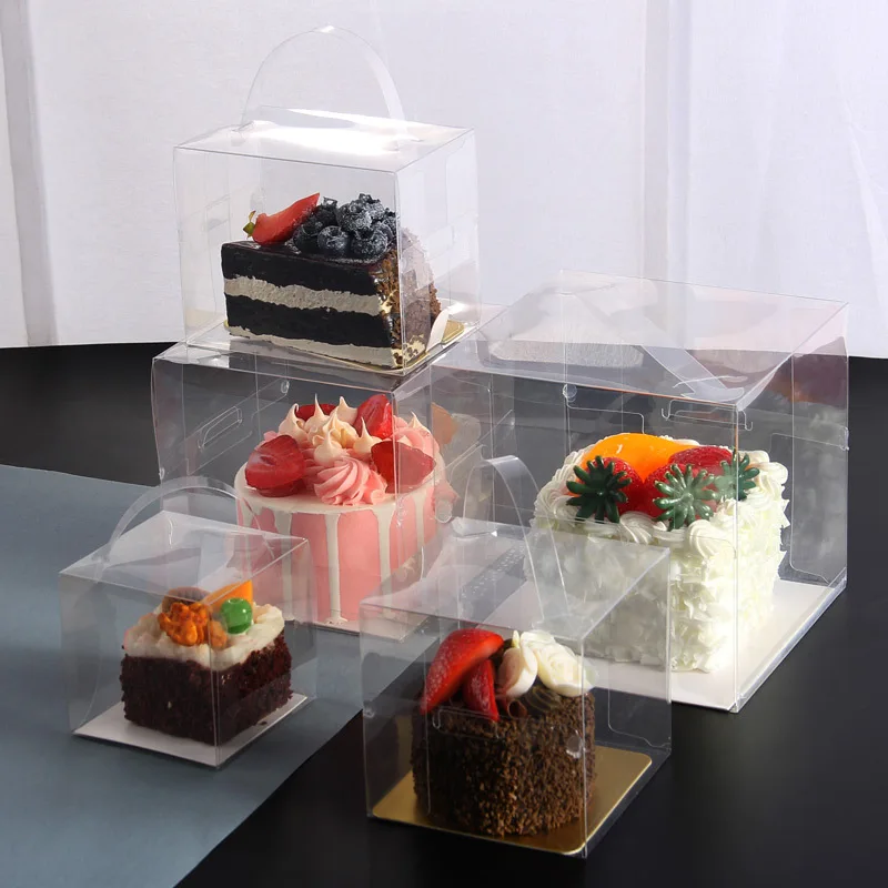 5Pcs PET Clear Cake Box Transparent Packaging Gift Box Cake Baking Clear Plastic Cupcake Box for Weddding Party