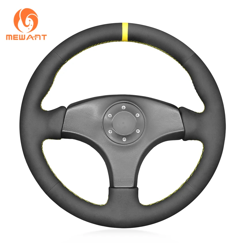 MEWANT Black Genuine Leather Suede Car Steering Wheel Cover for Honda Integra Type R DC2 1996 1997-1998