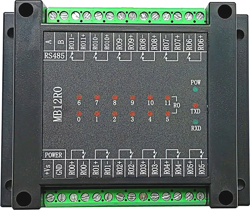 

Коммутационный выходной модуль 12-канальный релейный выход изолированный RS485 MODBUS RTU связи