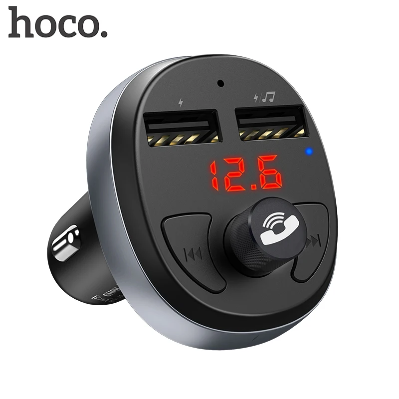 HOCO Car Charger for iPhone Mobile Phone Handsfree FM Transmitter Bluetooth Car Kit LCD MP3 Player Dual USB Car Phone Charger