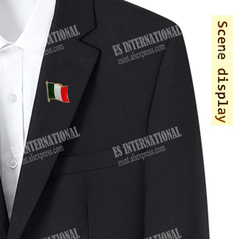 Italy National Flag Crystal Epoxy Metal Enamel Badge Brooch  Collection Souvenir Gifts  Lapel Pins Accessories  Size1.6*1.9cm