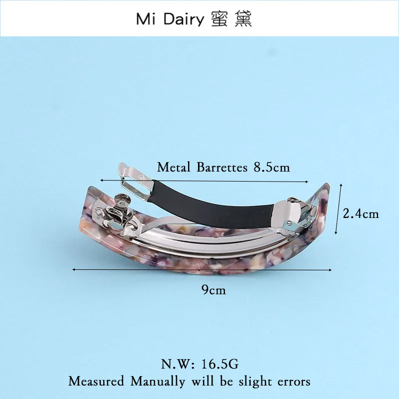 3pcs 50% OFF Factory supplies Tortoise shell acetate acrylic simple 9 cm large arch Korea barrettes clips for women girls