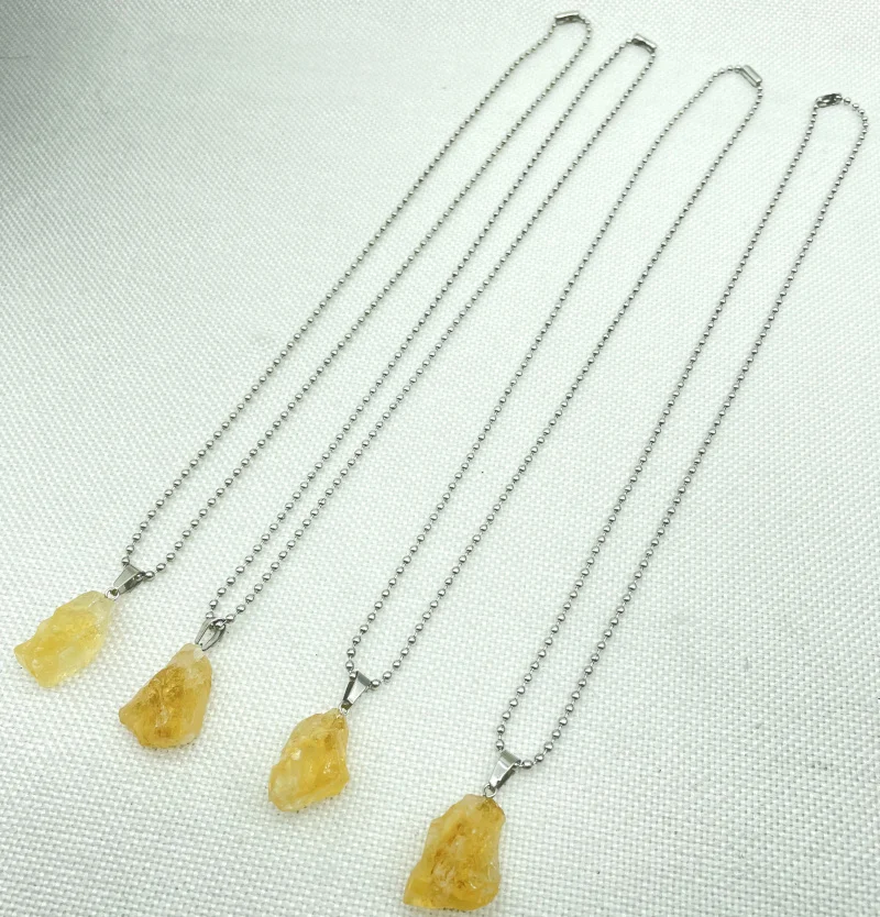 Natural Stone Yellow Crystal Black Tourmaline Repair Ore Can Be Used Charm Citrine Pendant For DIY Jewelry Making Necklace 1pc