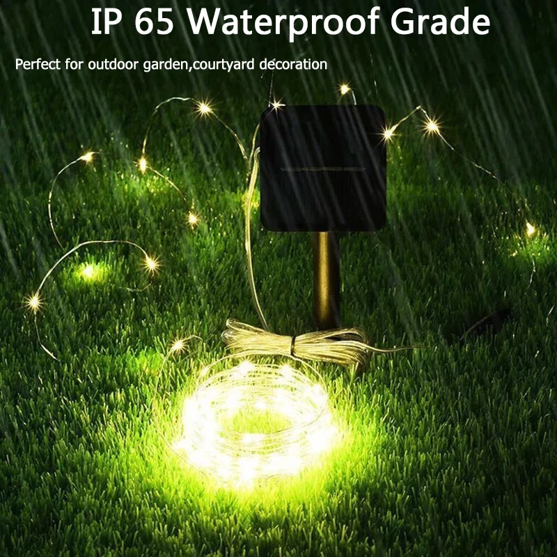 Led Solar Copper Wire Lamp Outdoor Solar Fairy Lights 5M 10M 20M Kerst String Light For Wedding Garden Solar String Light
